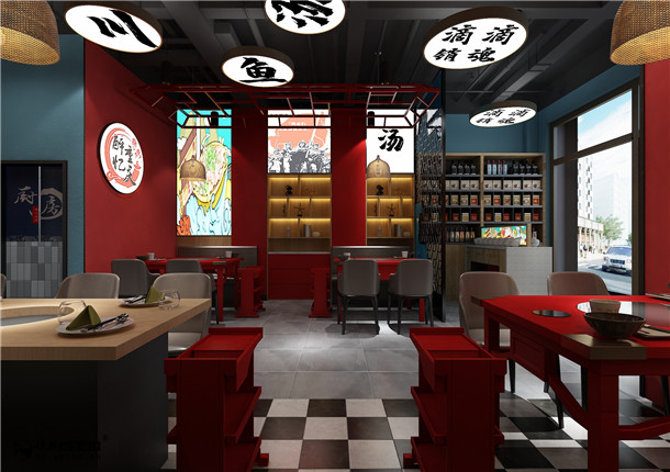 银川火锅店装修|银川火锅店装修设计|镹臻装饰设计