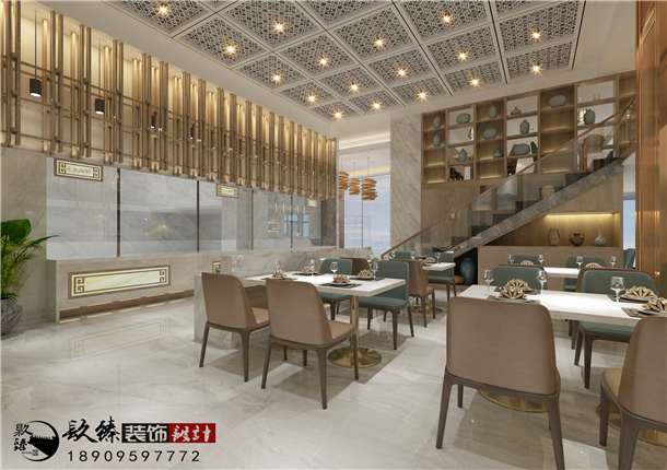 纳家楼|中式淡雅风银川餐厅装修设计|镹臻装饰